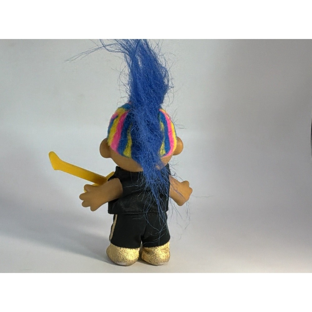 Vintage Russ Troll Doll 5" Punk Rock Rockstar Blue Rainbow Mohawk Hair - Picture 2 of 5